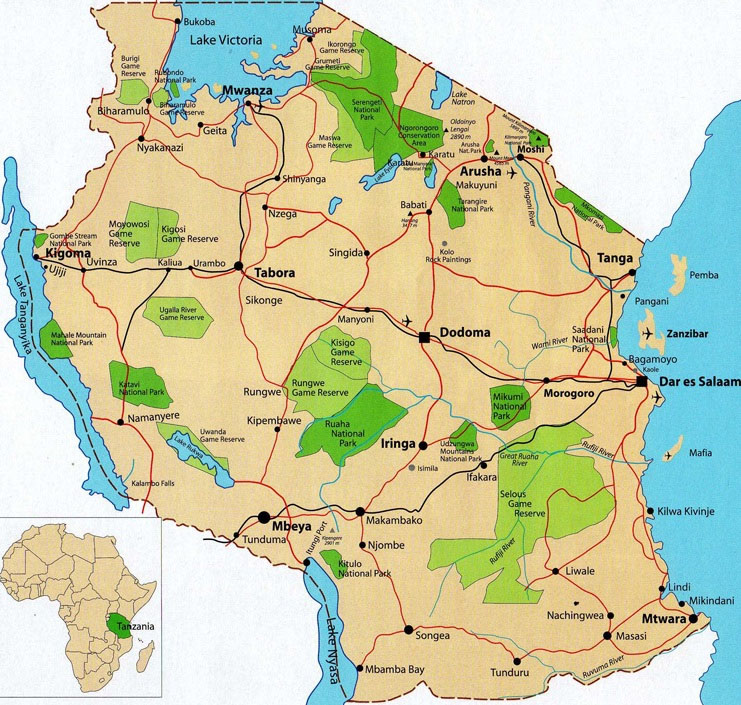 tanzania – map tanzania – map